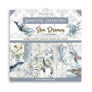 Zestaw 10 szt, papierów do scrapbookingu 30x30cm Stamperia ROMANTIC COLLECTION SEA DREAM SBBL87