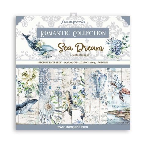 Zestaw 10 szt, papierów do scrapbookingu 30x30cm Stamperia ROMANTIC COLLECTION SEA DREAM SBBL87