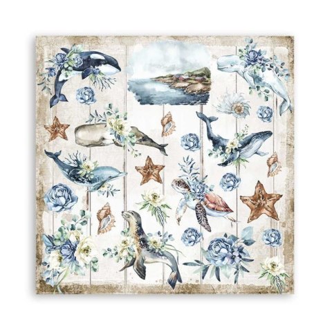 Zestaw 10 szt, papierów do scrapbookingu 30x30cm Stamperia ROMANTIC COLLECTION SEA DREAM SBBL87