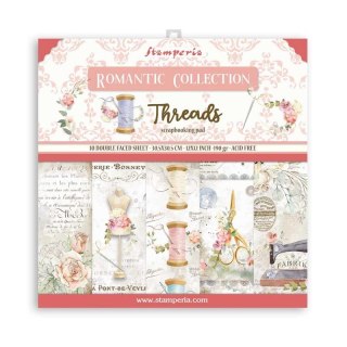 Zestaw 10 szt, papierów do scrapbookingu 30x30cm Stamperia ROMANTIC THREADS SBBL88