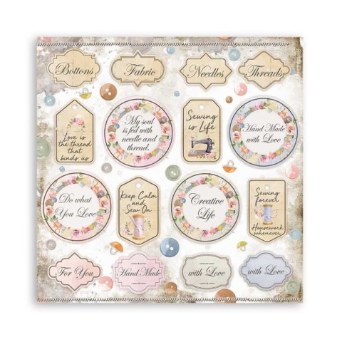 Zestaw 10 szt, papierów do scrapbookingu 30x30cm Stamperia ROMANTIC THREADS SBBL88
