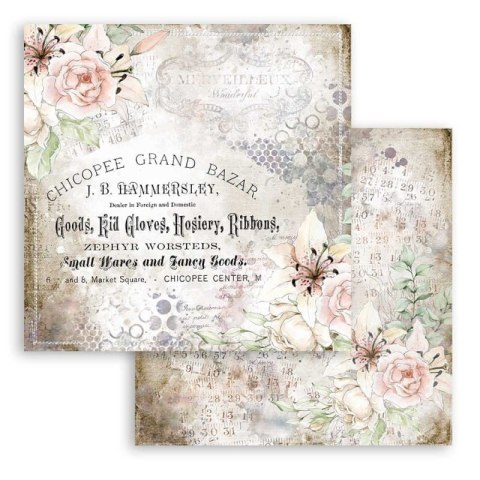 Zestaw 10 szt, papierów do scrapbookingu 30x30cm Stamperia ROMANTIC THREADS SBBL88