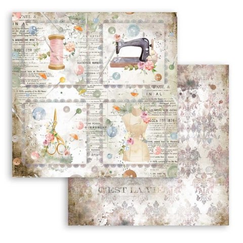 Zestaw 10 szt, papierów do scrapbookingu 30x30cm Stamperia ROMANTIC THREADS SBBL88