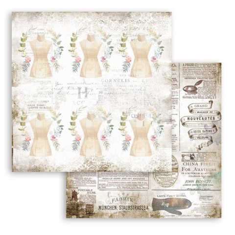 Zestaw 10 szt, papierów do scrapbookingu 30x30cm Stamperia ROMANTIC THREADS SBBL88