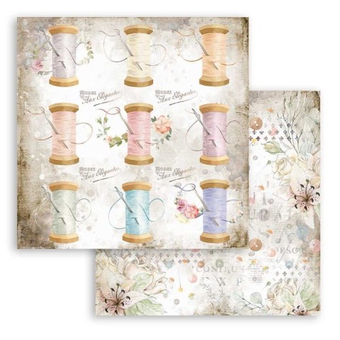 Zestaw 10 szt, papierów do scrapbookingu 30x30cm Stamperia ROMANTIC THREADS SBBL88