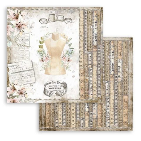 Zestaw 10 szt, papierów do scrapbookingu 30x30cm Stamperia ROMANTIC THREADS SBBL88