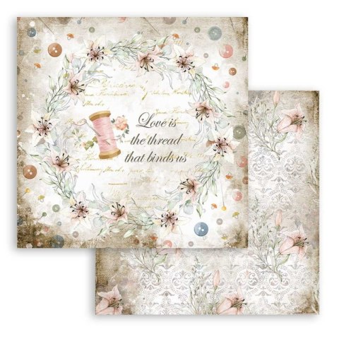 Zestaw 10 szt, papierów do scrapbookingu 30x30cm Stamperia ROMANTIC THREADS SBBL88