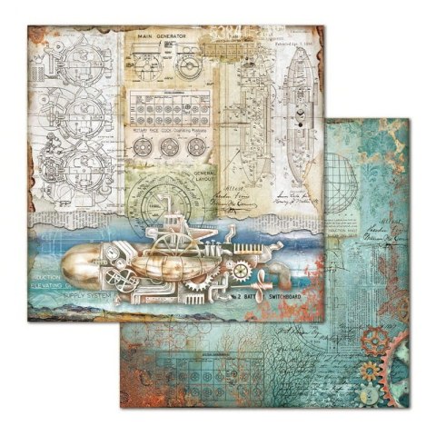 Zestaw 10 szt, papierów do scrapbookingu 30x30cm Stamperia SEA WORLD SBBL64