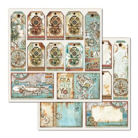 Zestaw 10 szt, papierów do scrapbookingu 30x30cm Stamperia SEA WORLD SBBL64