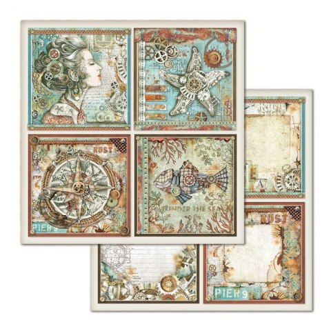 Zestaw 10 szt, papierów do scrapbookingu 30x30cm Stamperia SEA WORLD SBBL64