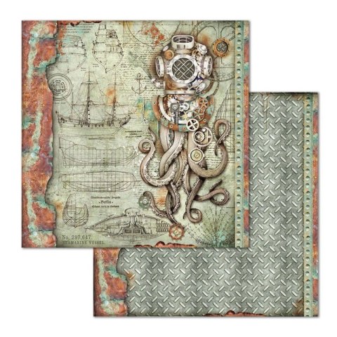 Zestaw 10 szt, papierów do scrapbookingu 30x30cm Stamperia SEA WORLD SBBL64