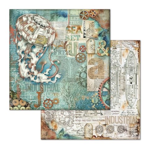 Zestaw 10 szt, papierów do scrapbookingu 30x30cm Stamperia SEA WORLD SBBL64