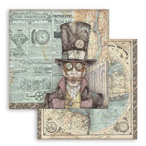 Zestaw 10 szt, papierów do scrapbookingu 30x30cm Stamperia SIR VAGABOND SBBL80