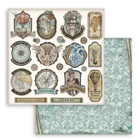 Zestaw 10 szt, papierów do scrapbookingu 30x30cm Stamperia SIR VAGABOND SBBL80