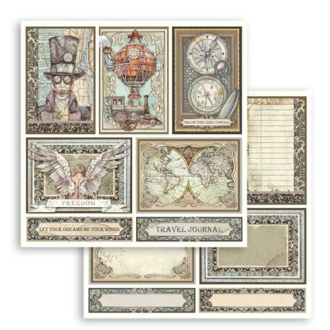Zestaw 10 szt, papierów do scrapbookingu 30x30cm Stamperia SIR VAGABOND SBBL80