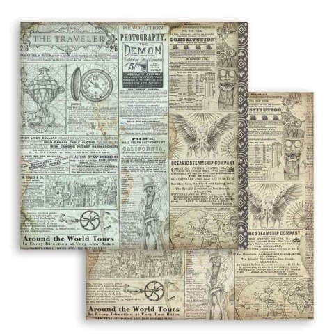 Zestaw 10 szt, papierów do scrapbookingu 30x30cm Stamperia SIR VAGABOND SBBL80