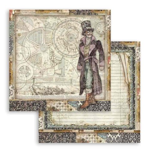 Zestaw 10 szt, papierów do scrapbookingu 30x30cm Stamperia SIR VAGABOND SBBL80