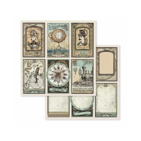 Zestaw 10 szt, papierów do scrapbookingu 30x30cm Stamperia VOYAGES FANTASTIQUES SBBL53