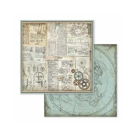 Zestaw 10 szt, papierów do scrapbookingu 30x30cm Stamperia VOYAGES FANTASTIQUES SBBL53