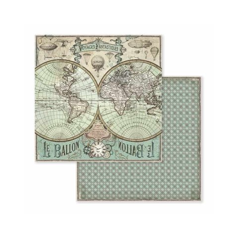Zestaw 10 szt, papierów do scrapbookingu 30x30cm Stamperia VOYAGES FANTASTIQUES SBBL53