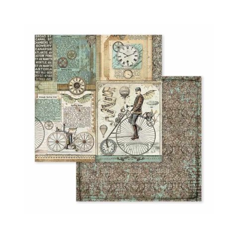 Zestaw 10 szt, papierów do scrapbookingu 30x30cm Stamperia VOYAGES FANTASTIQUES SBBL53