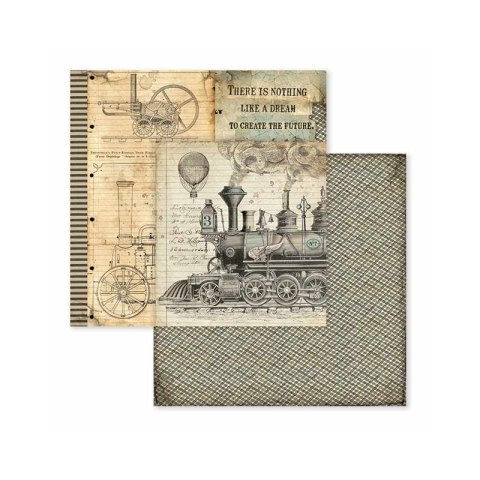 Zestaw 10 szt, papierów do scrapbookingu 30x30cm Stamperia VOYAGES FANTASTIQUES SBBL53