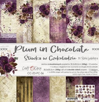 Craft o Clock Plum in Chocolate śliwka w czekoladzie - zestaw papierów 30,5x30,5cm [CC-ZD-PC-36]