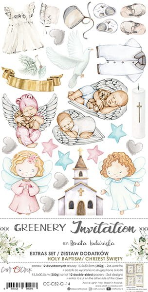 GREENERY INVITATION - zestaw DODATKÓW - CHRZEST CC-C52-GI-14