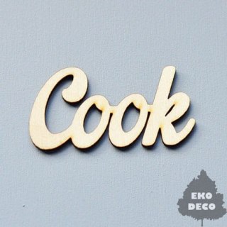 Napis COOK ze sklejki 60x30mm-  ED (145)