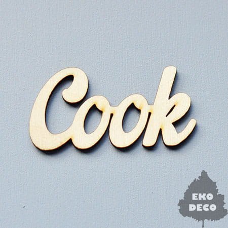 Napis COOK ze sklejki 60x30mm-  ED (145)