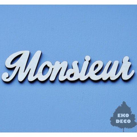 Napis MONSIEUR ze sklejki 125x30mm-  ED (36)