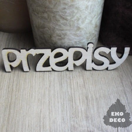 Napis PRZEPISY ze sklejki 126x30mm-  ED (44)