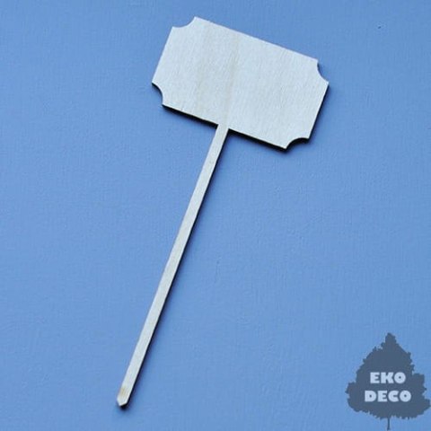 Ozdoba tabliczka na patyku ze sklejki 140mm x 60mm-  ED (42)