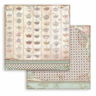 Papier do scrapbookingu 30x30cm Stamperia ALICE TEKSTURA FILIŻANKI SBB818