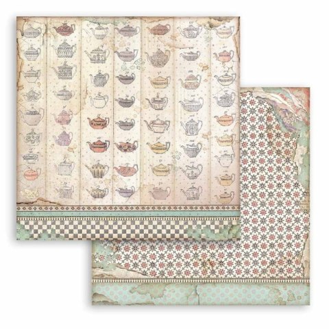 Papier do scrapbookingu 30x30cm Stamperia ALICE TEKSTURA FILIŻANKI SBB818