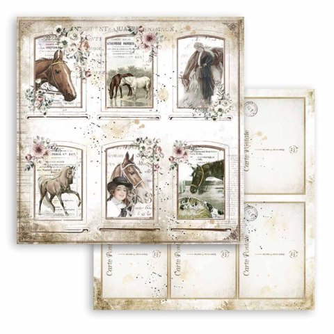Papier do scrapbookingu 30x30cm Stamperia ROMANTIC HORSES 6 KART SBB802