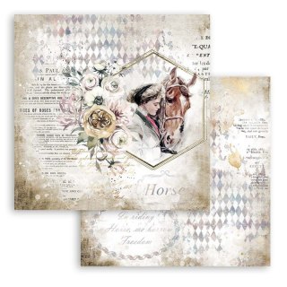 Papier do scrapbookingu 30x30cm Stamperia ROMANTIC HORSES DZIEWCZYNKA SBB800
