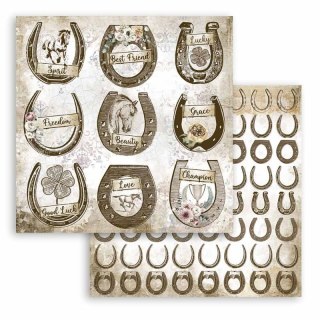 Papier do scrapbookingu 30x30cm Stamperia ROMANTIC HORSES PODKOWA SBB801