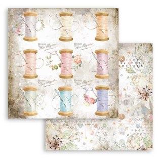 Papier do scrapbookingu 30x30cm Stamperia THREADS IGŁA Z NITKĄ SBB790