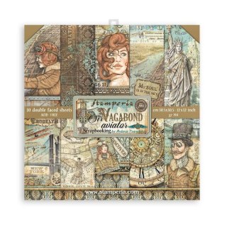 Stamperia Zestaw 10 szt, papierów do scrapbookingu 30x30cm AVIATOR SBBL112