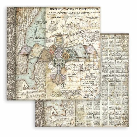 Stamperia Zestaw 10 szt, papierów do scrapbookingu 30x30cm AVIATOR SBBL112