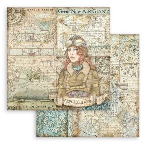 Stamperia Zestaw 10 szt, papierów do scrapbookingu 30x30cm AVIATOR SBBL112