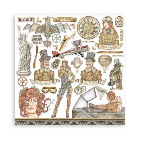 Stamperia Zestaw 10 szt, papierów do scrapbookingu 30x30cm AVIATOR SBBL112