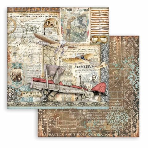 Stamperia Zestaw 10 szt, papierów do scrapbookingu 30x30cm AVIATOR SBBL112