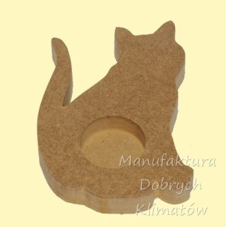 Świecznik kot mały śr.155x110mm na 1 świeczkę MDF 18mm (009)