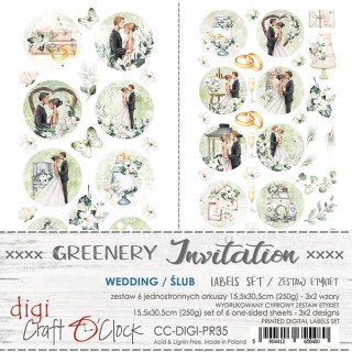 ZESTAW ETYKIET - 35 - GREENERY INVITATION - ŚLUB CC-DIGI-PR35
