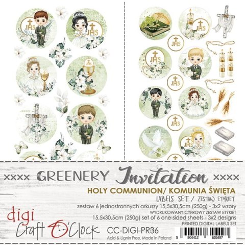 ZESTAW ETYKIET GREENERY INVITATION - KOMUNIA CC-DIGI-PR36