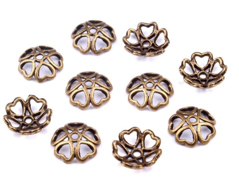 Zakończenie do bombek i jajek nr 15 - stary mosiądz - komplet 10szt