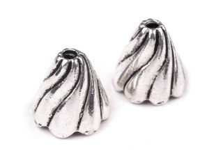 Zakończenie do bombek i jajek nr 2 - srebrne - komplet ze szpilką perłową