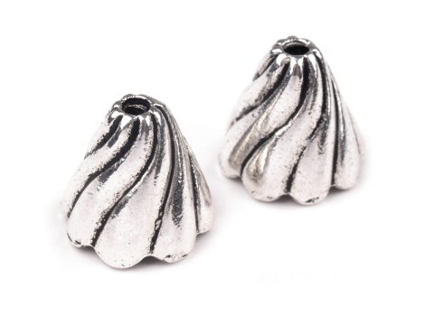 Zakończenie do bombek i jajek nr 2 - srebrne - komplet ze szpilką perłową